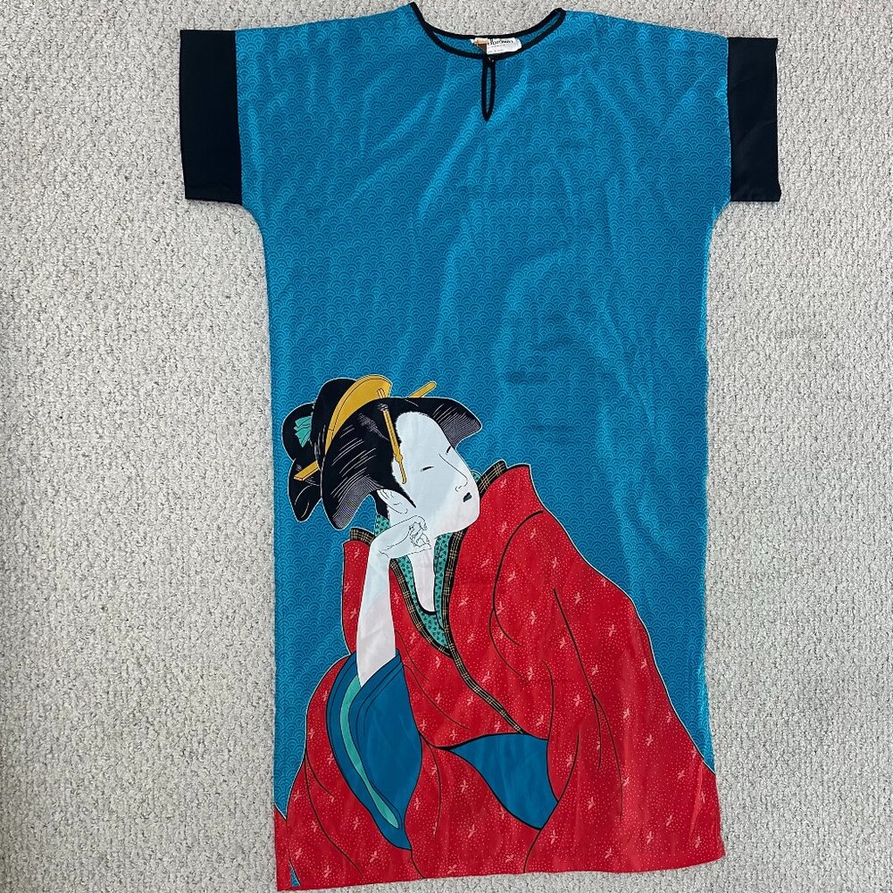 Vintage David Brown CA 60s / 70s David Brown Maxi Geisha Oriental Dress Unisex L